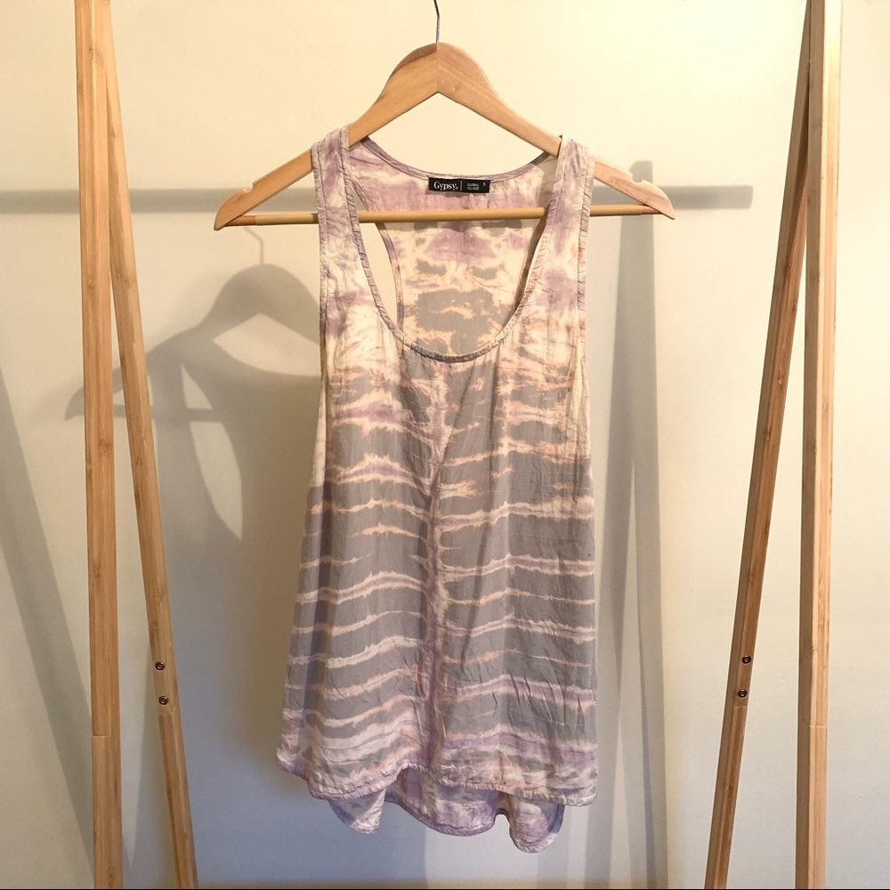 Silk tie dye racer tank